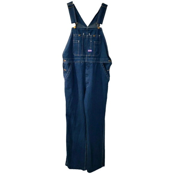 Big Smith Denim Bib Overalls Size 34 x 30 in Blue Carpenter Coveralls - Picture 1 of 10